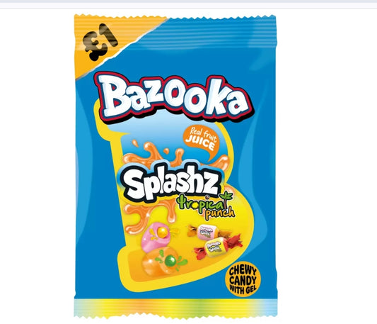 Bazooka Splashz Tropical Fruit Bag 120g