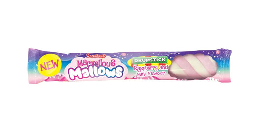 Swizzels Marvellous Mallows Raspberry And Milk Drumstick Flavour Marshmallow 18g